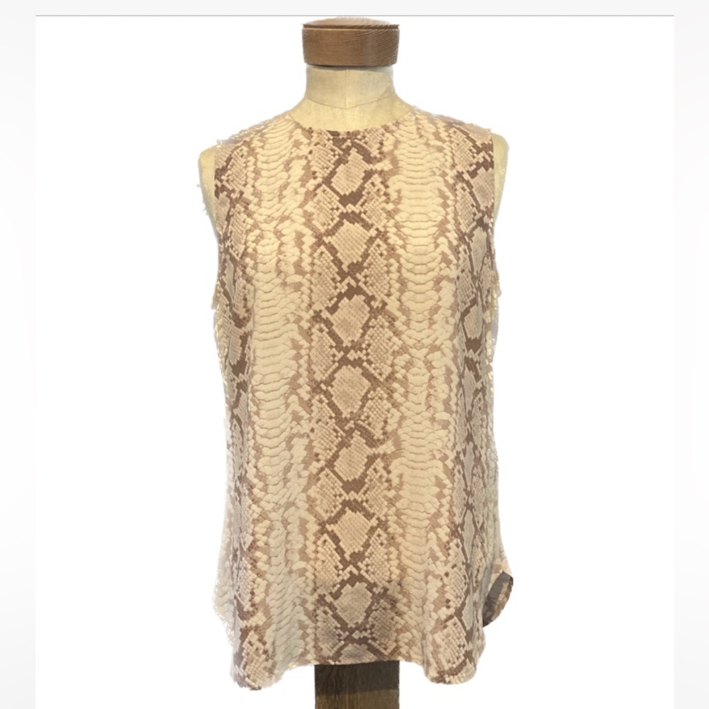 Equipment Silk Pink Reptile 🐍 Print Sleeveless Blouse